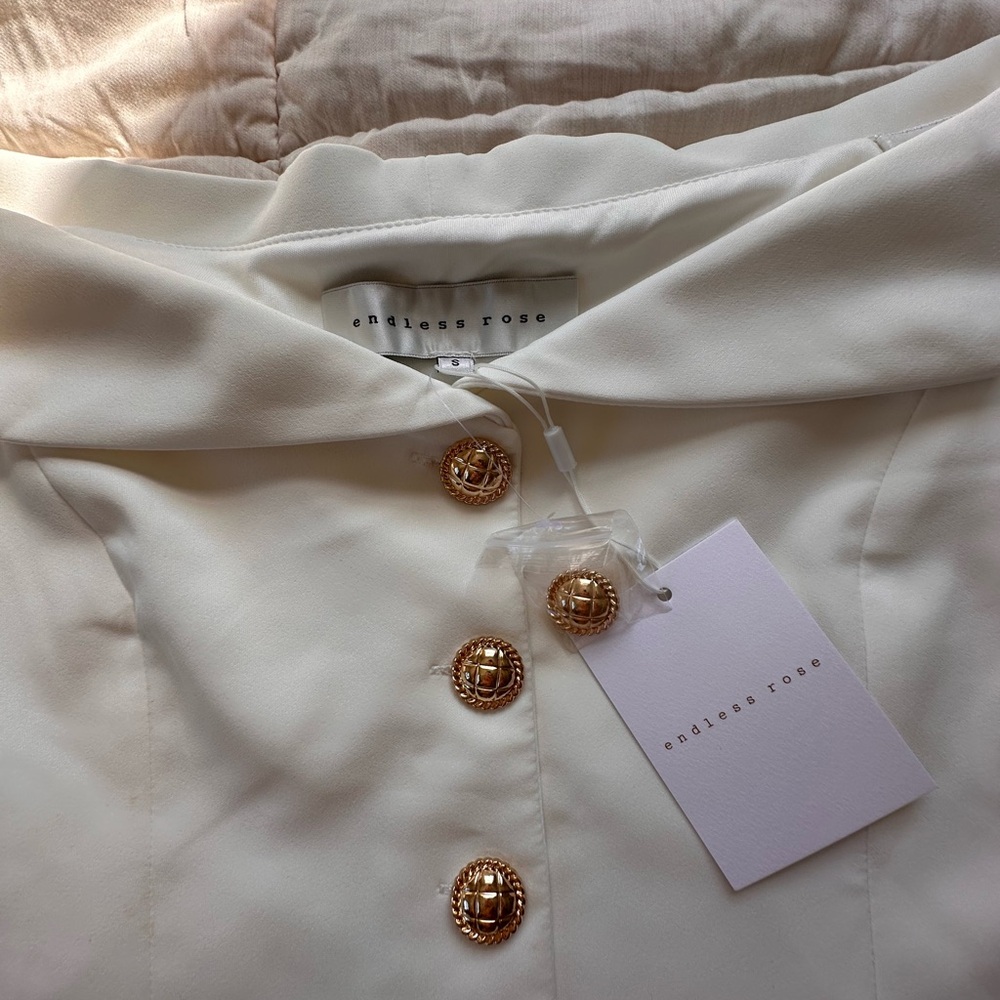 Endless Rose Women's Cream Blazer with Gold Buttons